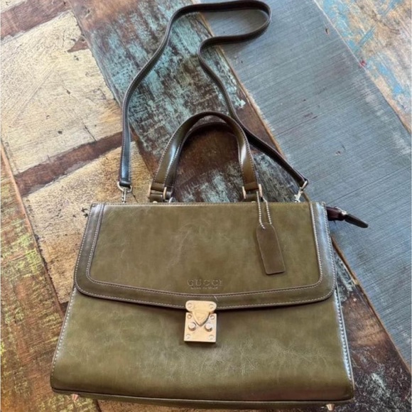 Retro Green Solid Canvas Satchel Handbag